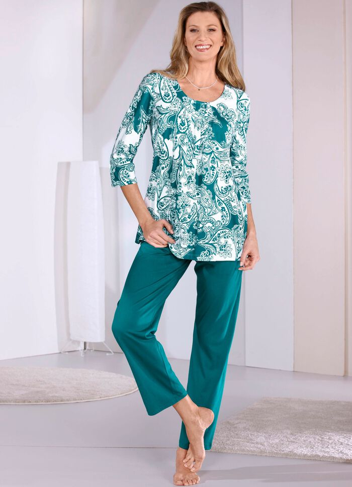 Schlafanzug mit 3/4 langen &Auml;rmeln und langer Hose  