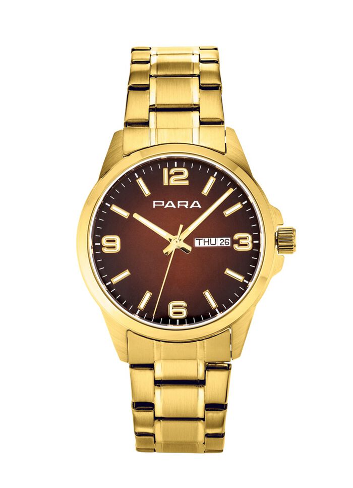 Para-Quartz-Herrenuhr mit Stahlbandgeh&auml;use 