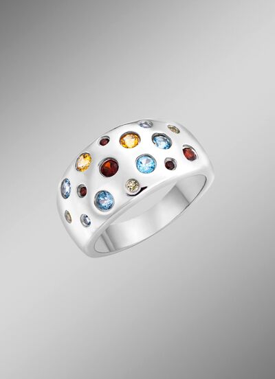 Funkelnde Raffinesse: Damenring mit echten Edelsteinen 