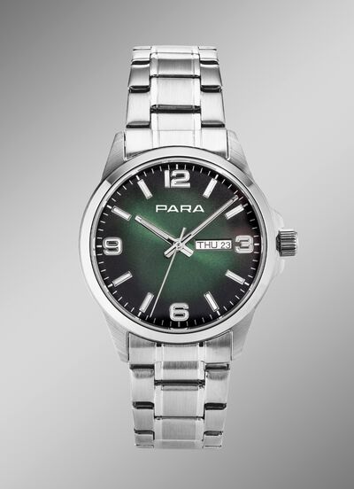 Para-Quartz-Herrenuhr mit Stahlbandgeh&auml;use 