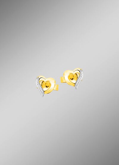 Herz-Ohrstecker in Bicolor 