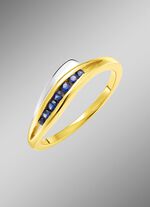 Damenring in Bicolor mit synth. Safir 