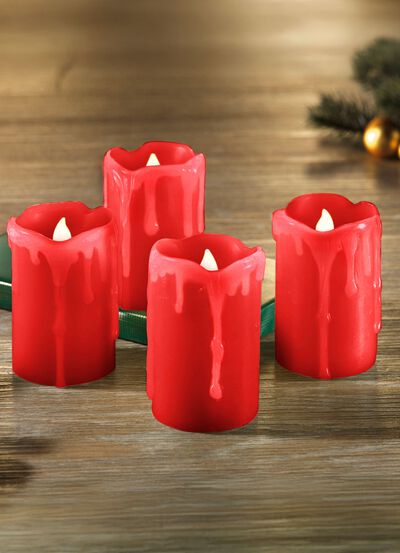 LED-Echtwachskerzen, 4er-Set 