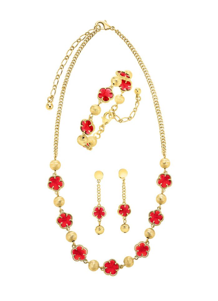 Schmuckset, 3-teilig, im Blumendesign 