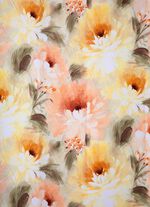 Floral gestaltete &Uuml;bergardine mit Universalschienenband 