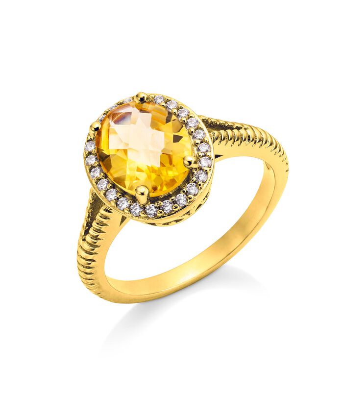 Damenring mit echt Citrin und synthetische Zirkonia 