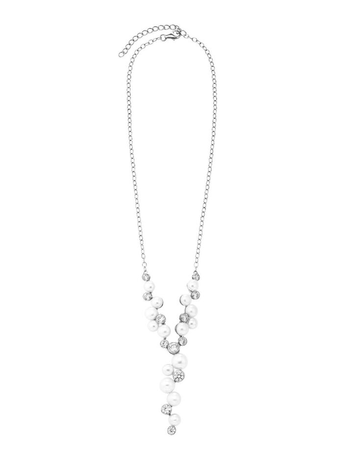 Y-Halskette mit S&uuml;&szlig;wasser-Zuchtperlen und synth. Zirkonia 