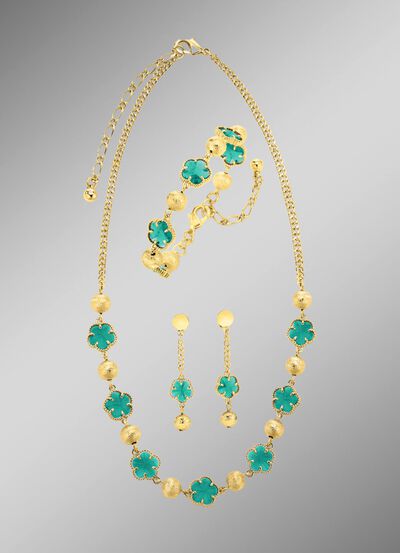 Schmuckset, 3-teilig, im Blumendesign 