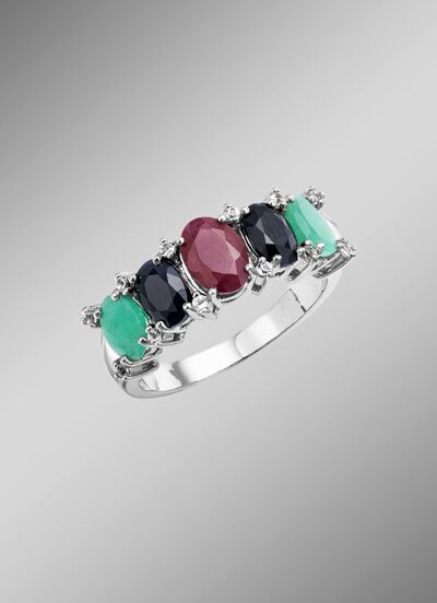 Farbenfrohe Eleganz: Damenring mit echten Edelsteinen 