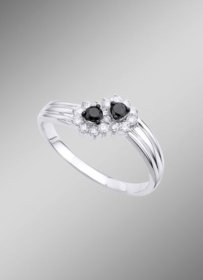 Bildsch&ouml;ner Damenring mit 16 Diamanten 