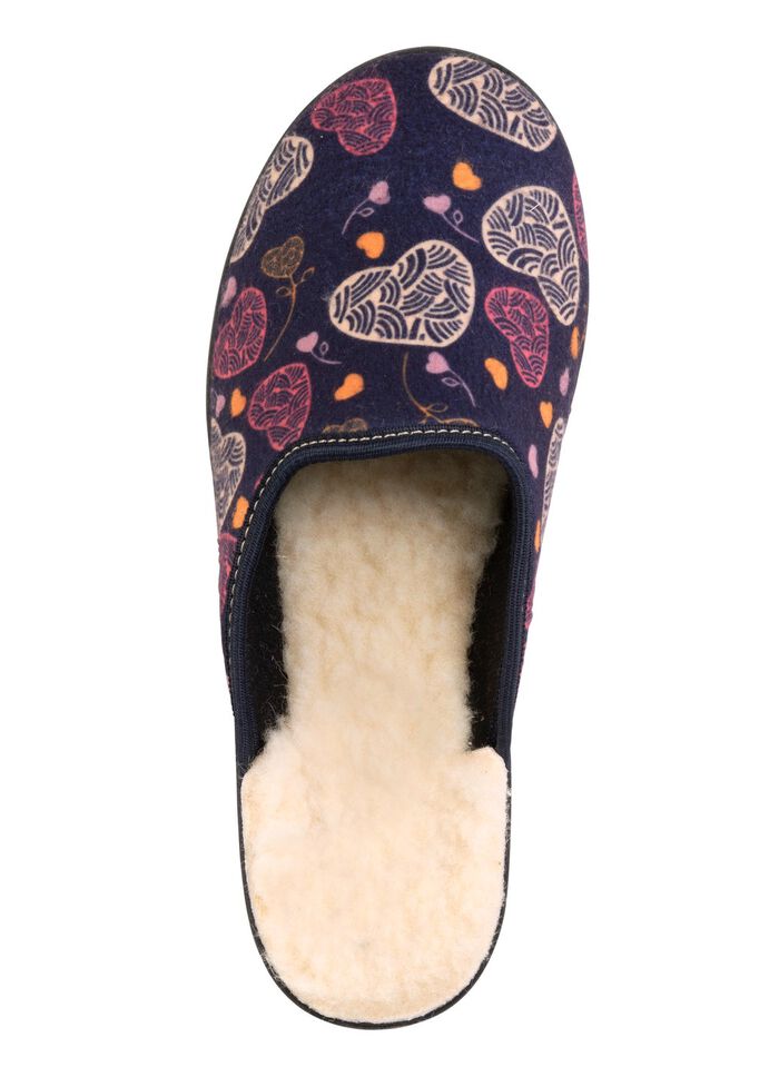 Zweierpack, gef&uuml;tterte Damen-Hausschuhe, Weite H, mit Textildruck 