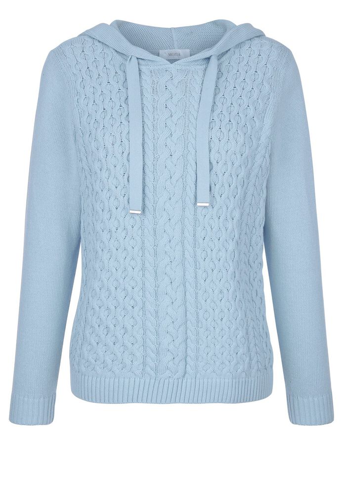 Kapuzenpullover mit Rippenabschl&uuml;ssen 