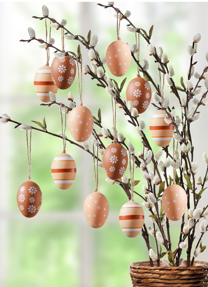 Ostereier mit fr&uuml;hlingshaftem Motiv, 12er-Set 