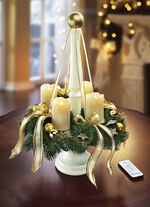 Adventskranz mit LED-Echtwachskerzen und Holzst&auml;nder 