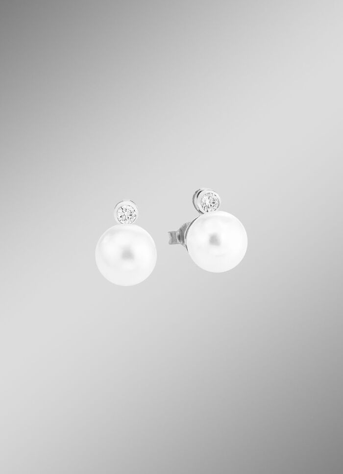 Ohrstecker mit S&uuml;&szlig;wasser-Zuchtperlen und synth. Zirkonia 