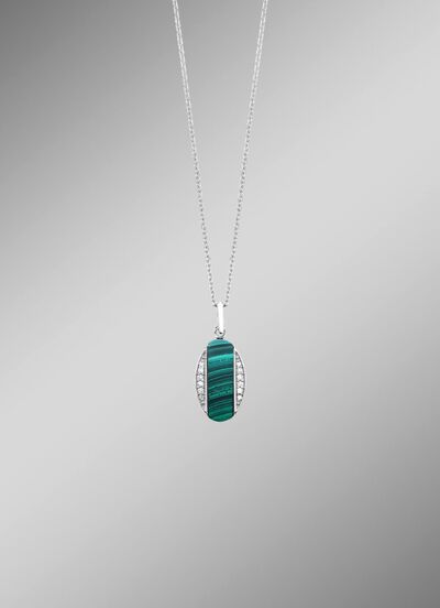 Anh&auml;nger mit Zirkonia und Malachit 