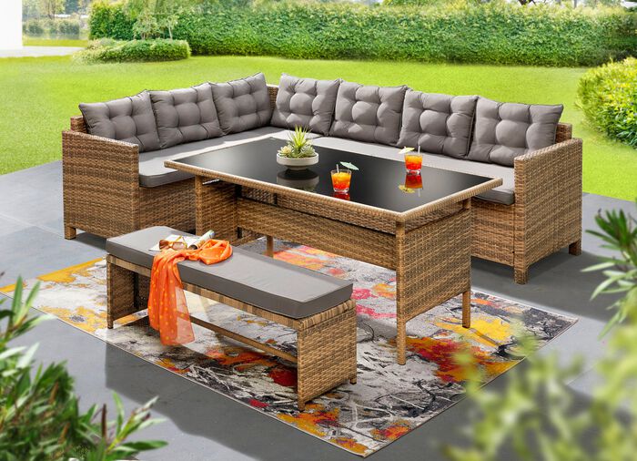 Stilvolle Ecklounge mit Bank 