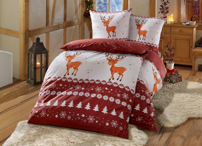 Flanell-Bettw&auml;sche-Garnitur mit Rei&szlig;verschluss 