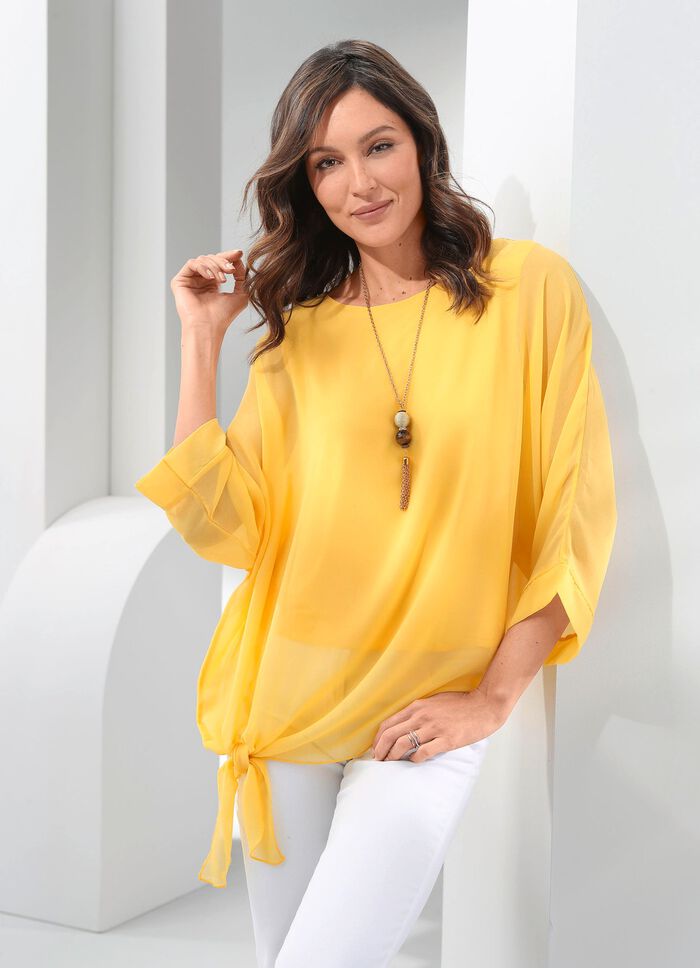 Doppellagiges Shirt mit Chiffon-&Uuml;berwurf 