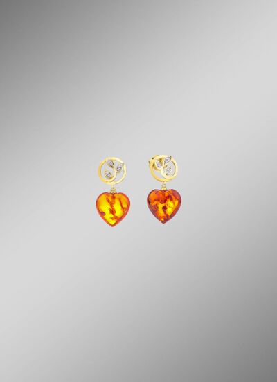 Ohrstecker mit echt Bernstein und synth. Zirkonia 