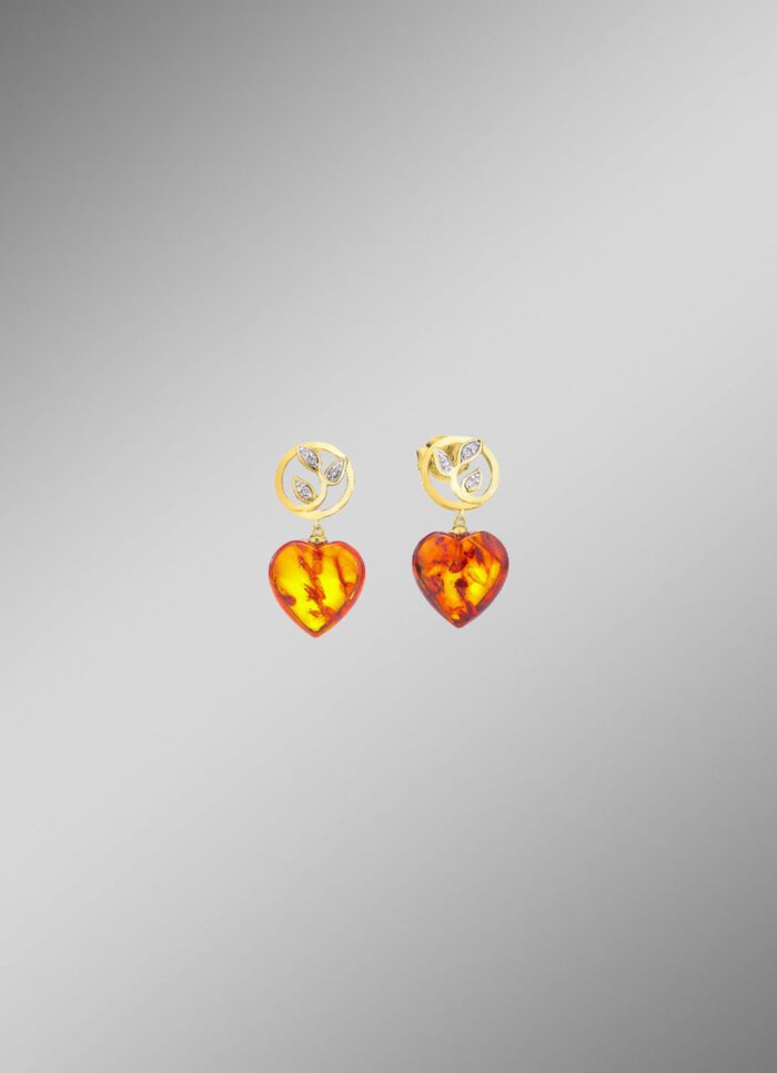 Ohrstecker mit echt Bernstein und synth. Zirkonia 