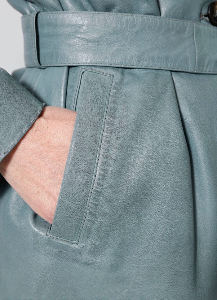 Lederkurzmantel mit Umlegekragen 