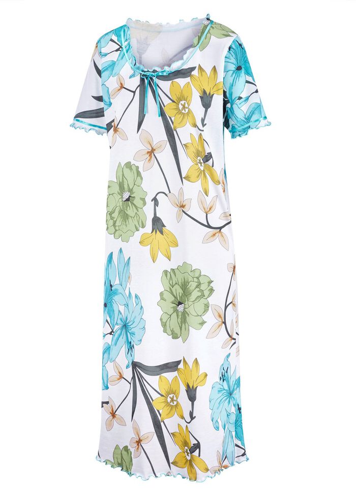 Nachthemd mit gebogten Abschl&uuml;ssen und kurzen &Auml;rmeln 