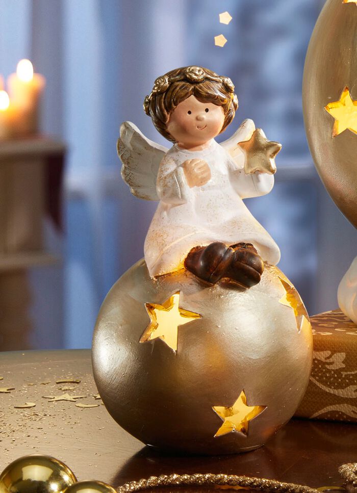 Beleuchteter Engel aus Keramik 