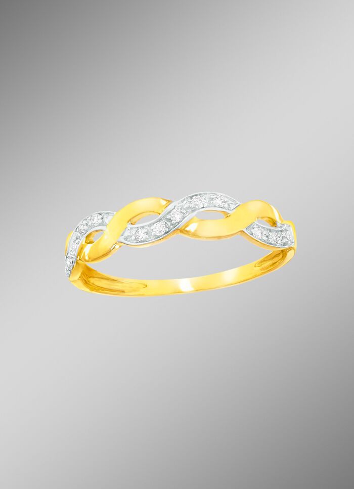 Geschwungener Damenring mit echten Brillanten 