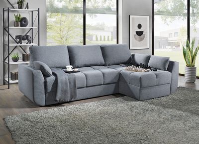 Frei im Raum aufstellbare Polsterecke mit Bettfunktion 