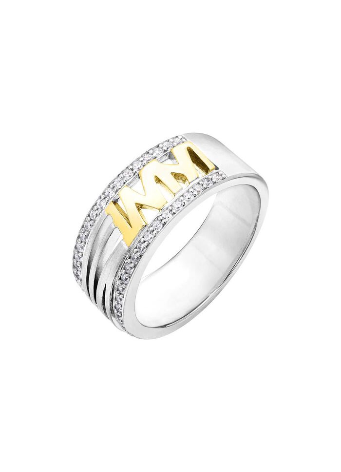 Damenring in Bicolor mit synth. Zirkonia 