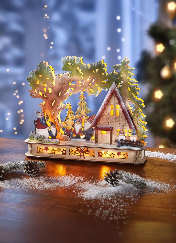 Beleuchteter Wichtel-Wald aus Holz 