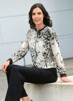 Blusenjacke mit schwarzem Rippenstrick 
