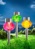 Farbenfrohe Solarleuchten aus wetterfestem Kunststoff, 3er-Set 