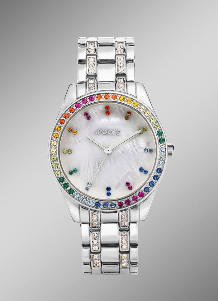 Pools Quartz-Damenuhr mit Metallbandgeh&auml;use 