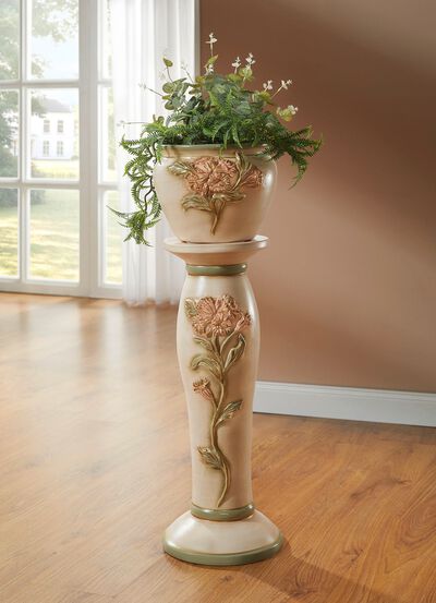 S&auml;ule mit &Uuml;bertopf aus italienischer Keramik 