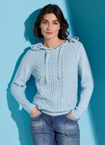 Kapuzenpullover mit Rippenabschl&uuml;ssen 