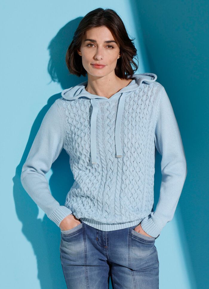 Kapuzenpullover mit Rippenabschl&uuml;ssen 