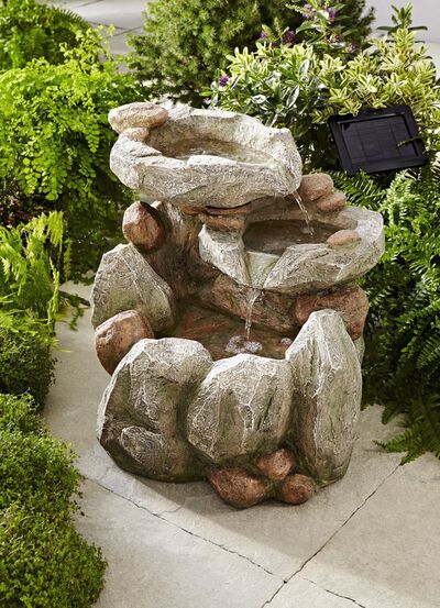 Solar-Brunnen Felsen aus Polyresin 
