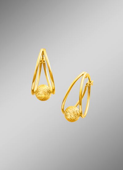 Creolen mit diamantierter Kugel 