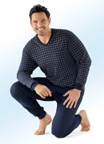 Schiesser Schlafanzug mit V-Ausschnitt und B&uuml;ndchenabschl&uuml;ssen 