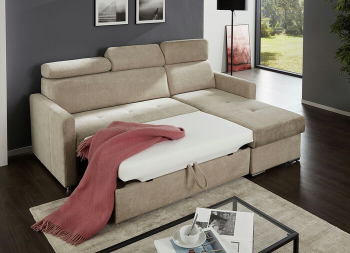 Polsterecke mit Schlaffunktion und Bettkasten 