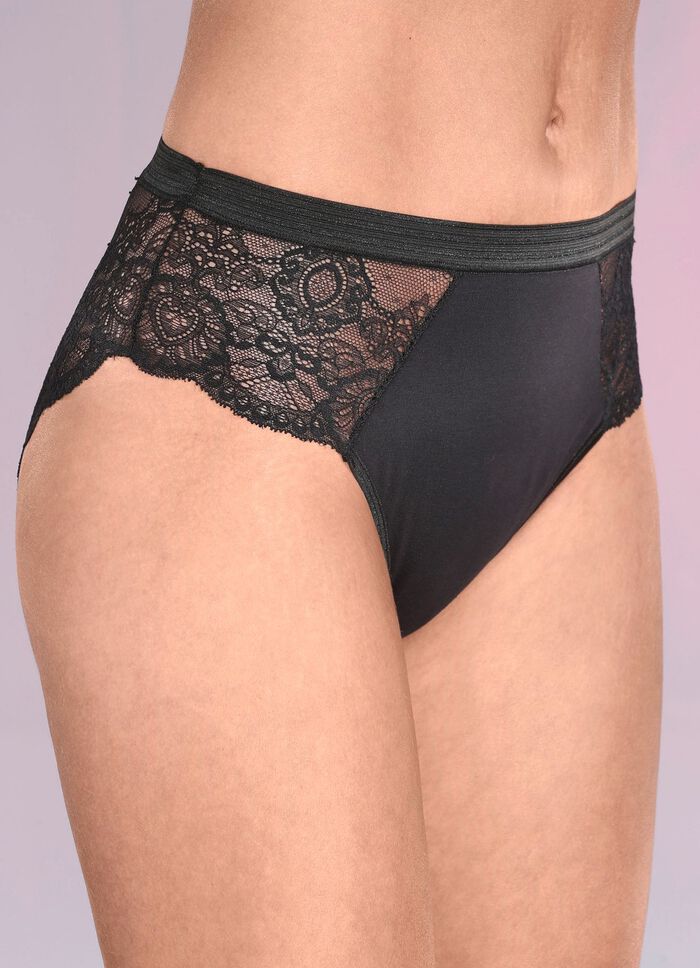 Dreierpack Slips mit zarter Elastikspitze 