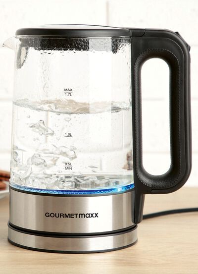 Glas-Wasserkocher mit blauem LED-Licht 