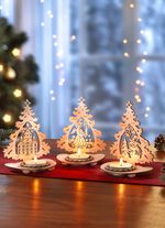 Teelichthalter aus Holz, 3er-Set 