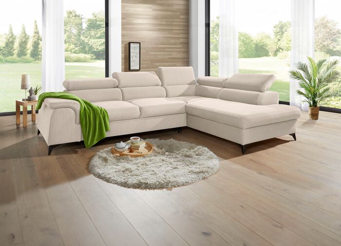 Polsterecke mit Bettfunktion und verstellbaren Kopfst&uuml;tzen 