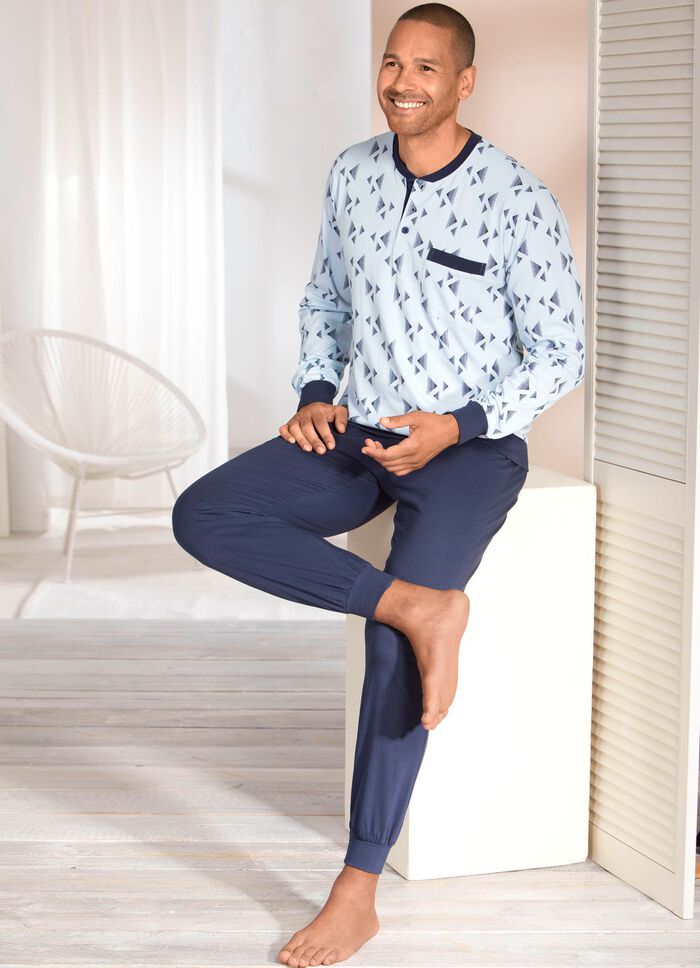 Zweierpack Schlafanz&uuml;ge mit Knopfleiste und B&uuml;ndchenabschl&uuml;ssen 