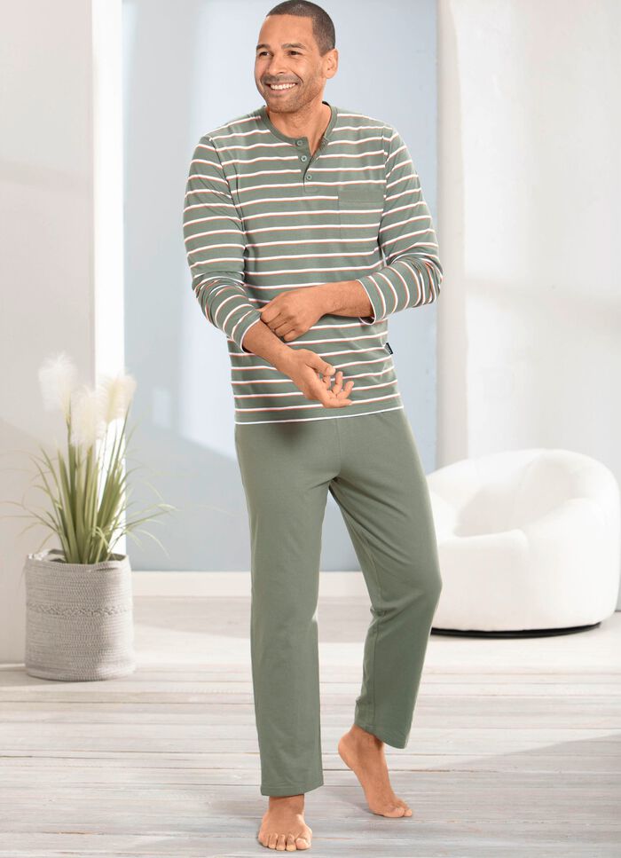 Zweierpack Schlafanz&uuml;ge mit Knopfleiste und offenen Abschl&uuml;ssen 