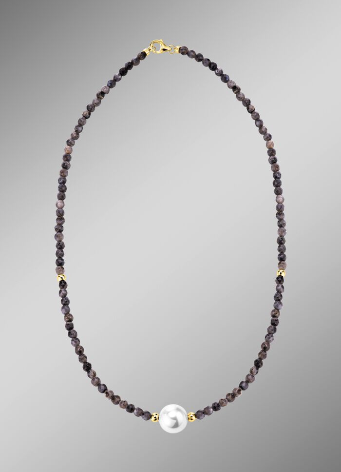 Halskette mit Perlenschimmer und Edelsteinglanz 