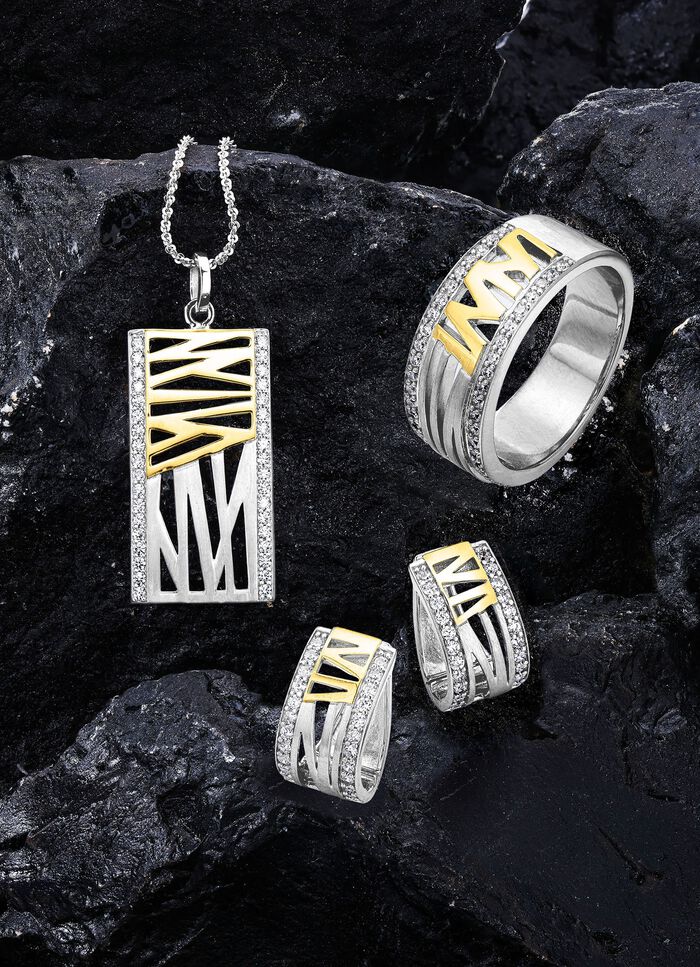 Damenring in Bicolor mit synth. Zirkonia 